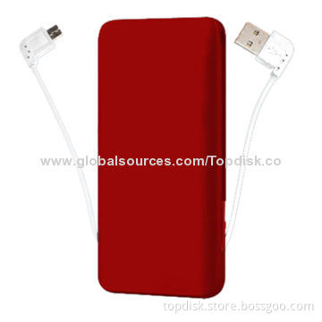 Dual USB port mobile phone power bank chargers with cables